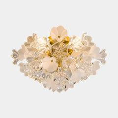 Flush Mount Ceiling Light French Crystal Glass Flower