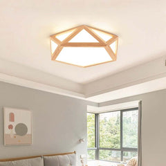 Flush MountCeiling Light Geometric Wood Dimmable LED Living Room