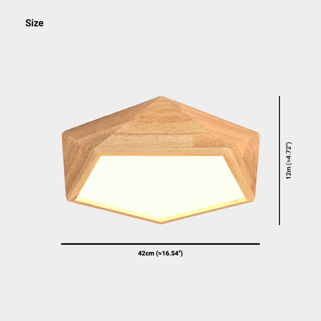 Flush Mount Ceiling Light Geometric Wood Dimmable LED Size