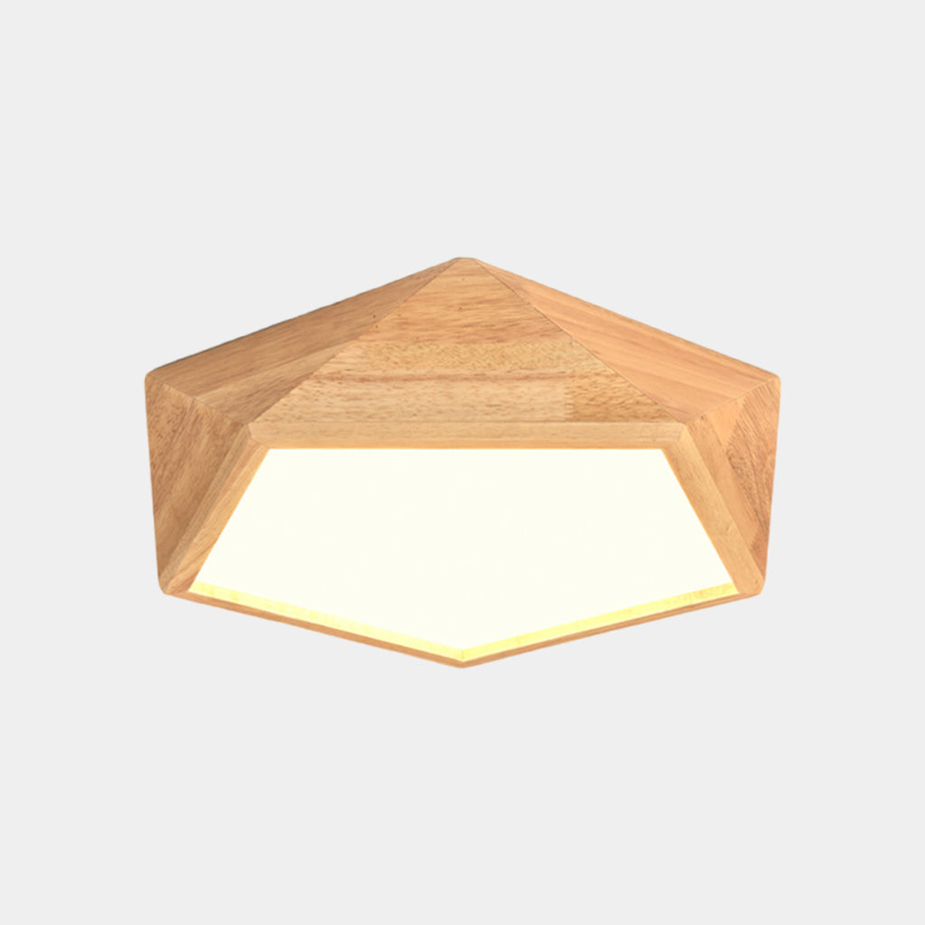 Flush Mount Ceiling Light Geometric Wood Dimmable LED