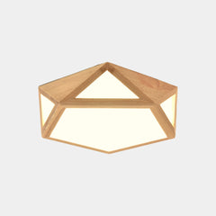 Flush Mount Ceiling Light Geometric Wood Dimmable