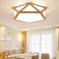 Flush Mount Ceiling Light Geometric Wood Lving Room