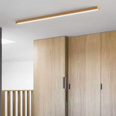 Flush Mount Ceiling Light Long Wooden Linear LED