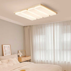 Flush Mount Ceiling Light Rectangle Bedroom Cream