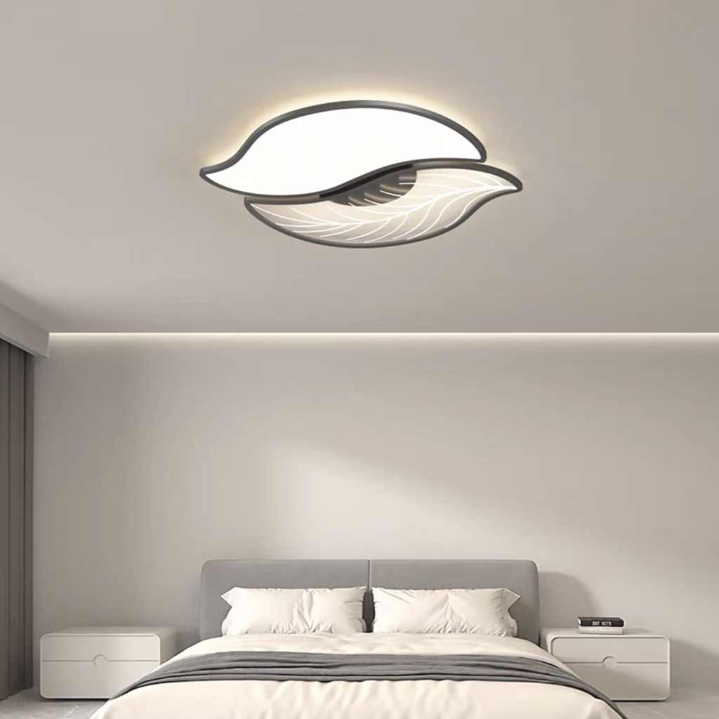 Flush Mount Ceiling Light Unique Leaf Black Bedroom