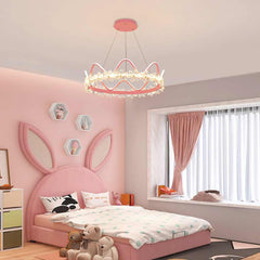Girls Room Chandelier Romantic CrownLED Pink Bedroom