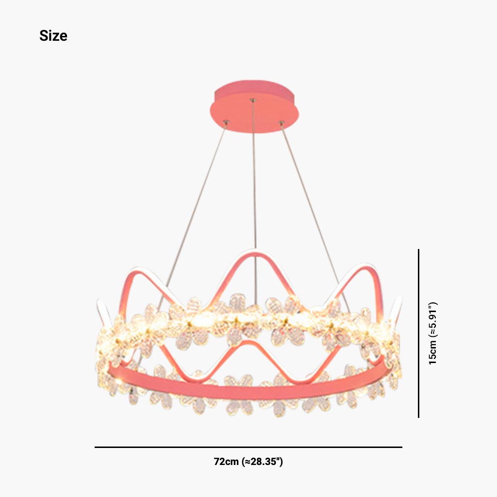 Girls Room Chandelier Romantic Crown LED Pink Size