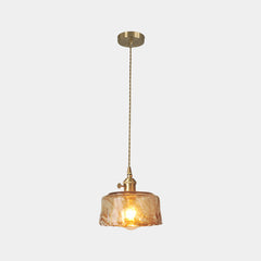 Hanging Pendant Light Vintage Brass Amber