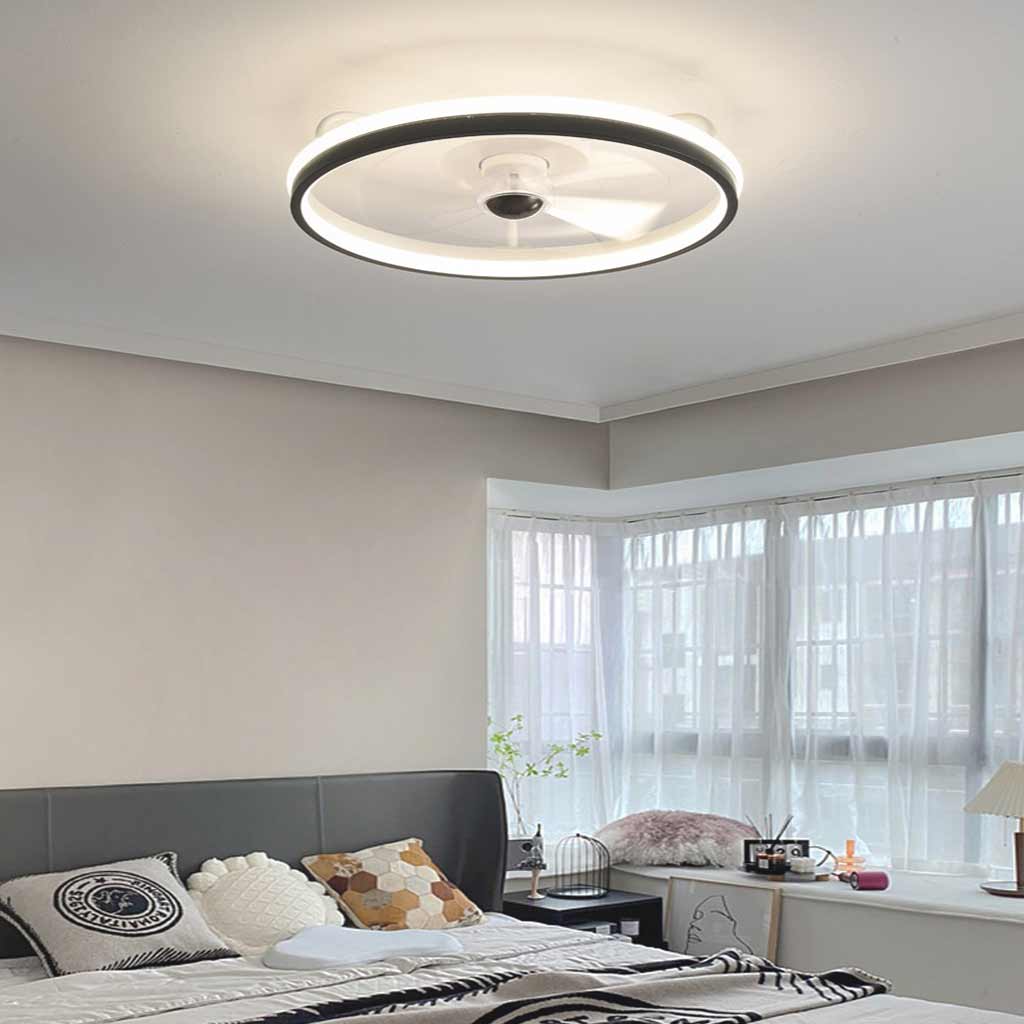 LED Ceiling Light with Fan Black Living Room