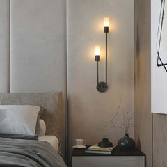 LED Wall Sconce Candle Black Left Bedroom