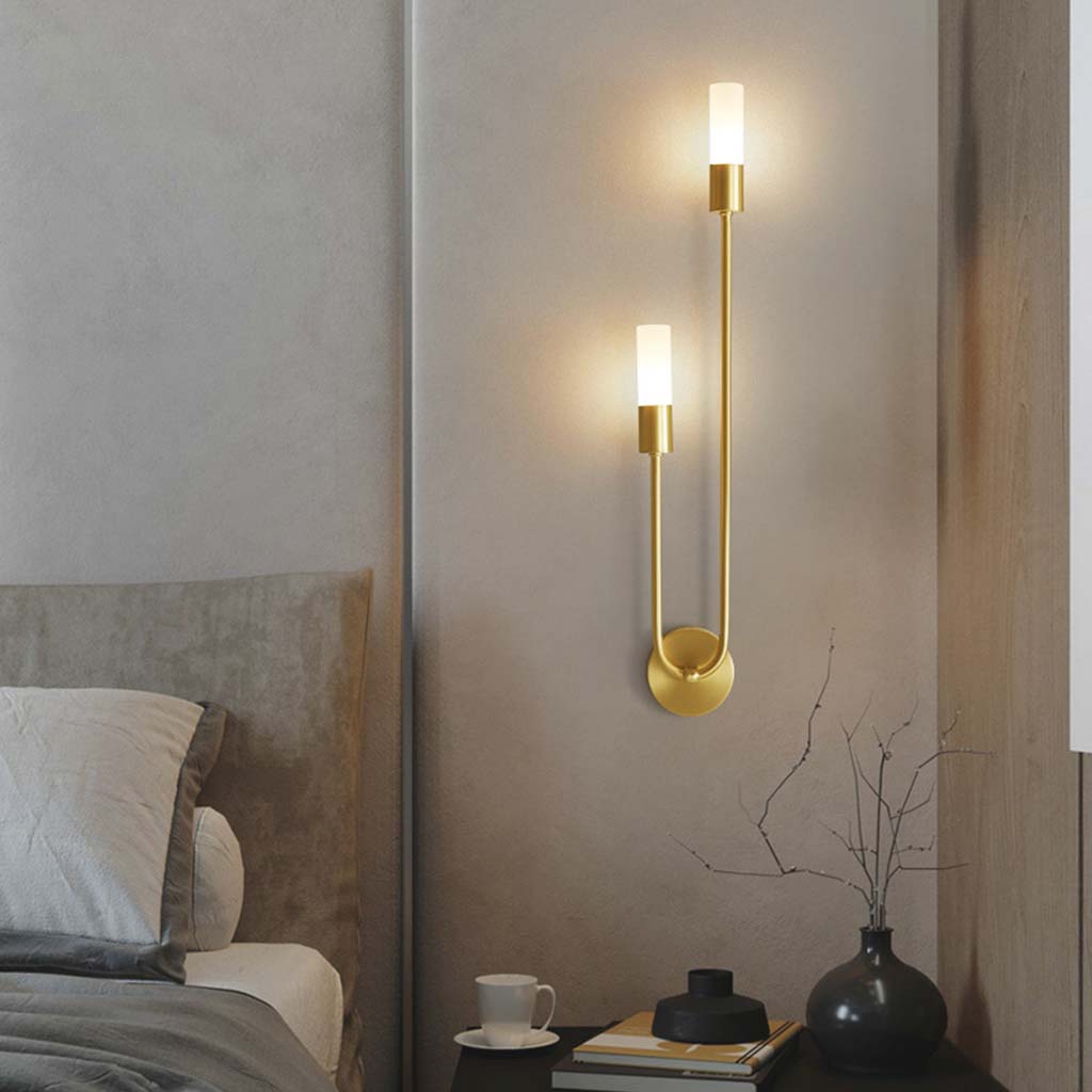 LED Wall Sconce Candle Gold Left Bedroom