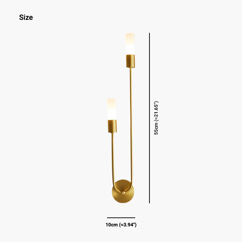 LED Wall Sconce Candle Gold Left Size