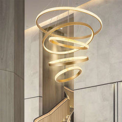 Luxurious Modern Gold Halo LED Ring Chandelier Lobby