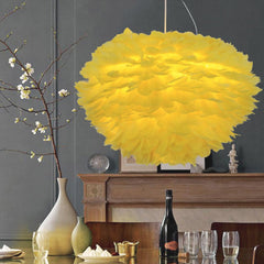 Luxury Globe Goose Feather Pendant Light Yellow