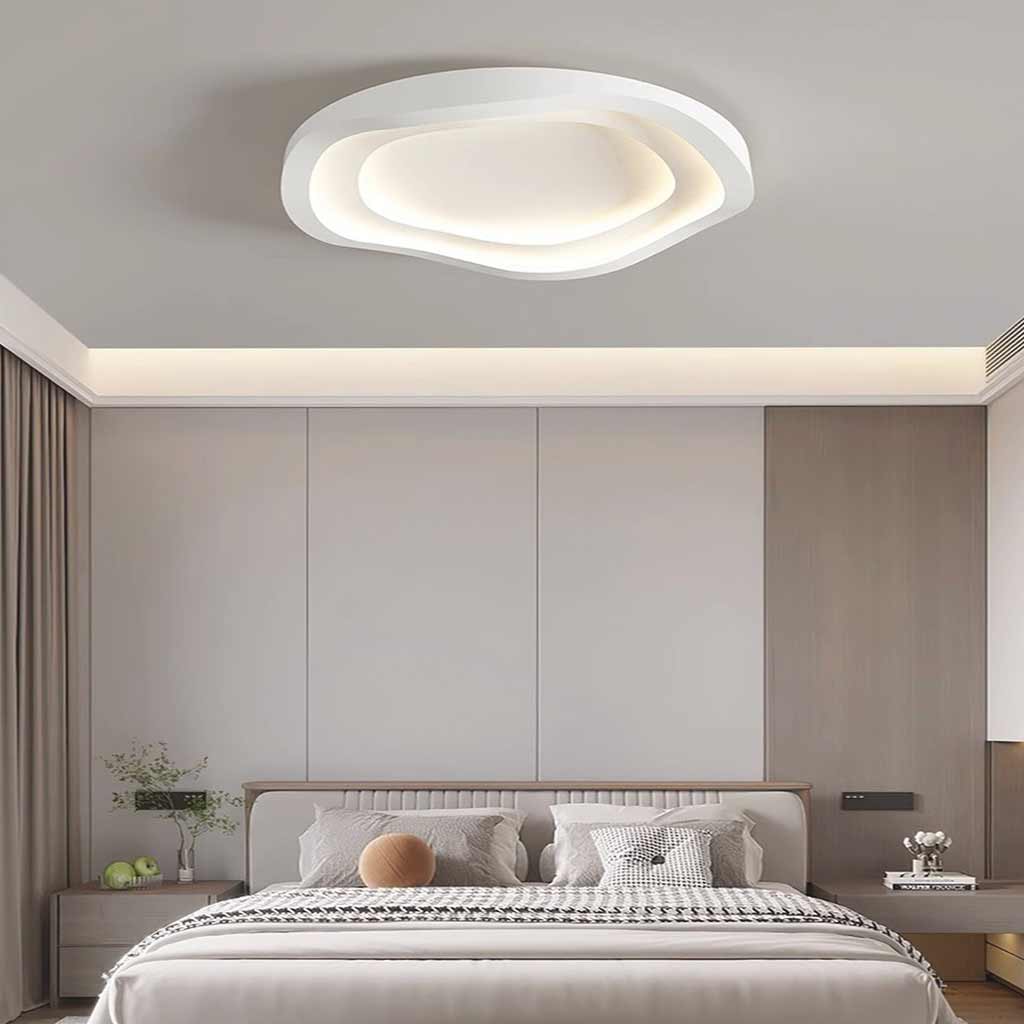 Minimalist White Flush Mount Ceiling Light Bedroom