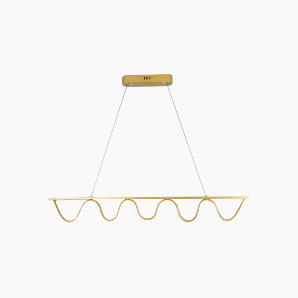 Modern Linear Wavy Pendant Light Gold