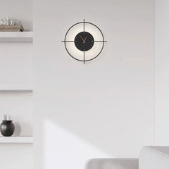 Mute Wall Clock LED Light Decorative Black Corner