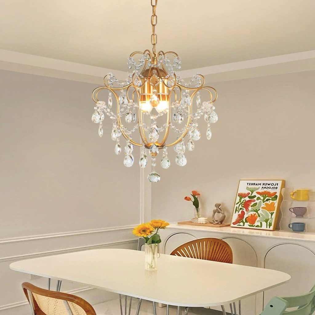 Pendant Chandelier Light French Unique Iron Crystal Drop Dining Table