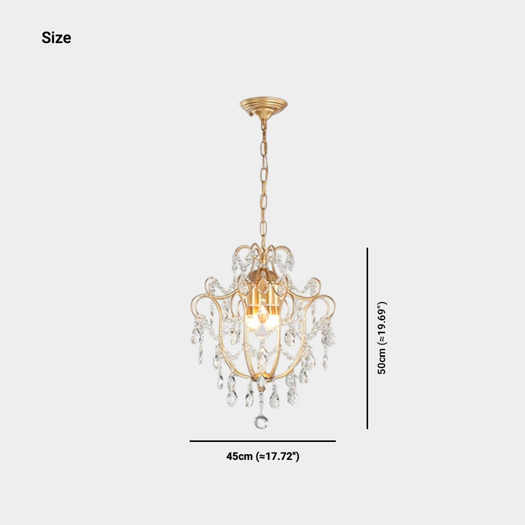 Pendant Chandelier Light French Unique Iron Crystal Drop Size