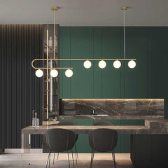 Pendant Chandelier Light Nordic Linear Brass Glass Globe Room