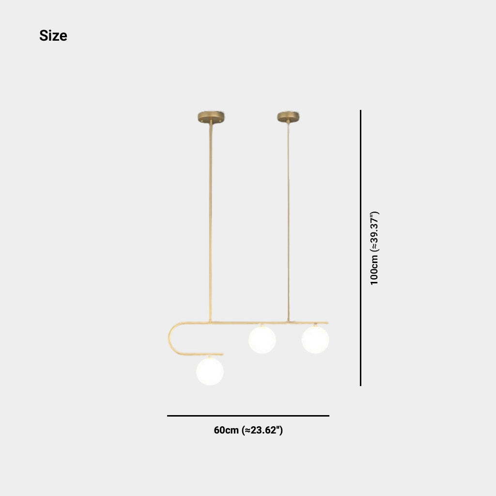 Pendant Chandelier Light Nordic Linear Brass Glass Globe Size