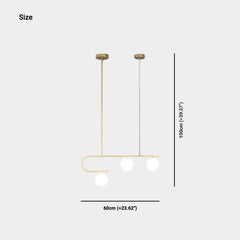 Pendant Chandelier Light Nordic Linear Brass Glass Globe Size