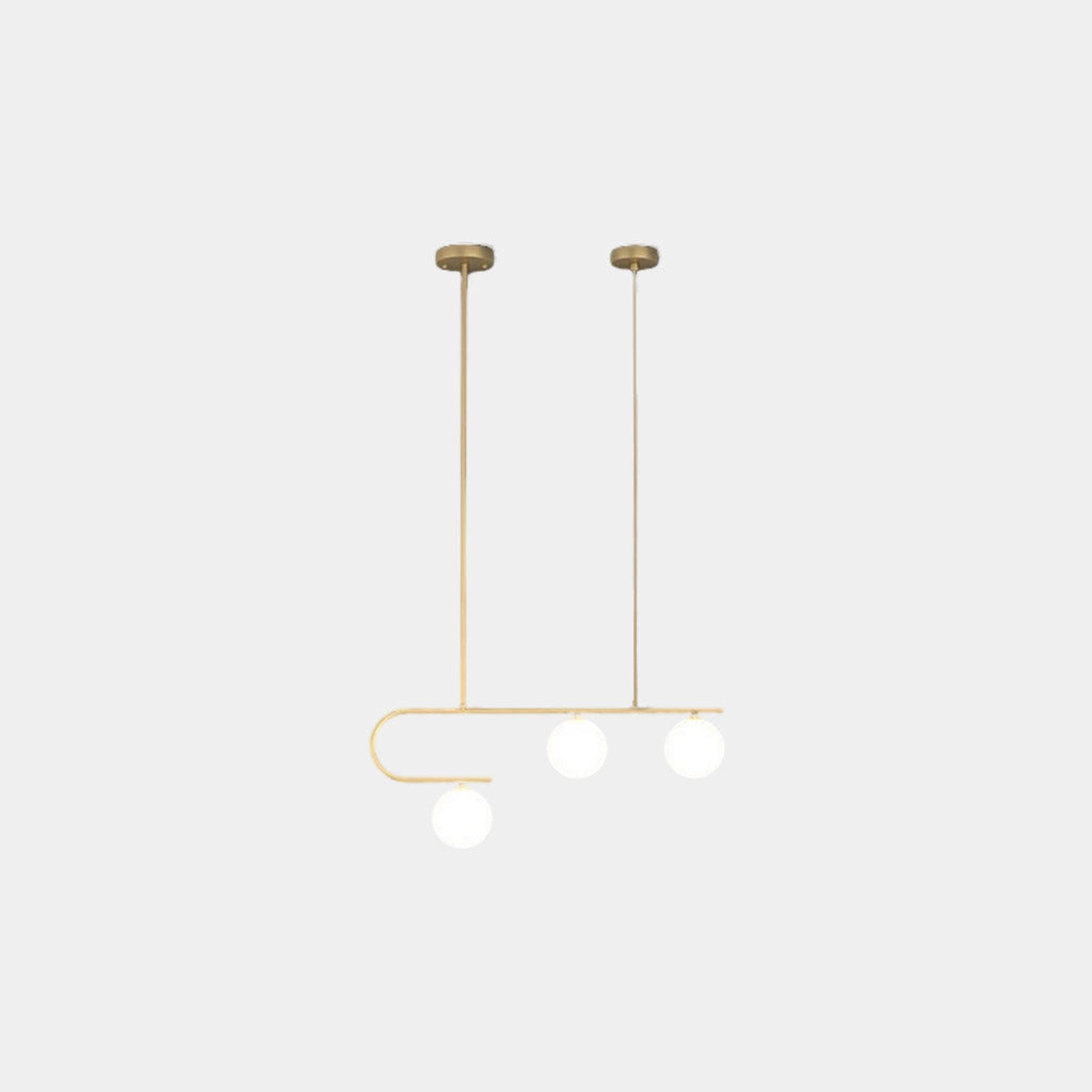 Pendant Chandelier Light Nordic Linear Brass Glass Globe