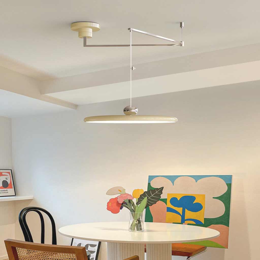 Pendant Light Adjustable Swing Arm UFO Yellow Dining Room