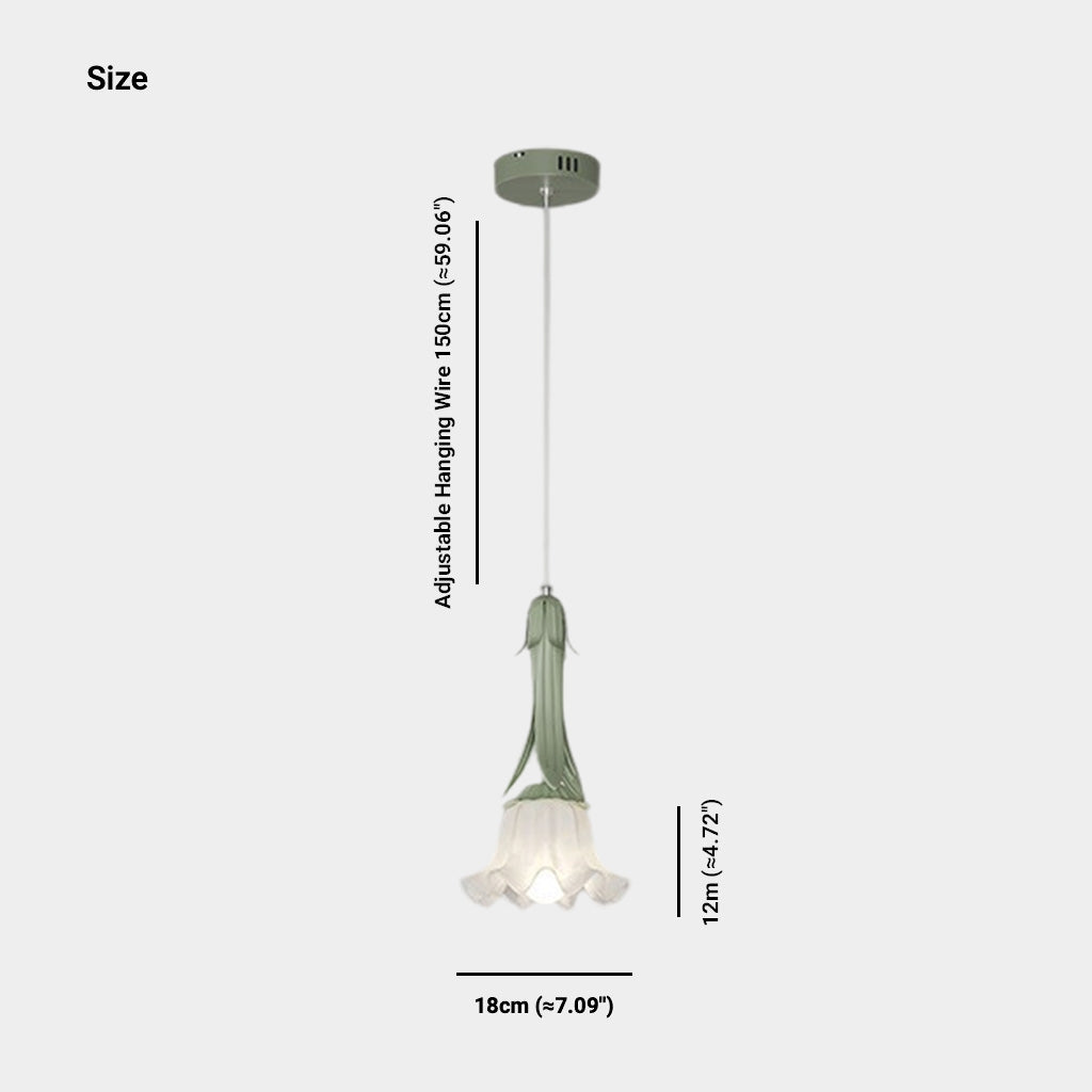 Pendant Light Art Deco Small Lily of the Valley Green Size