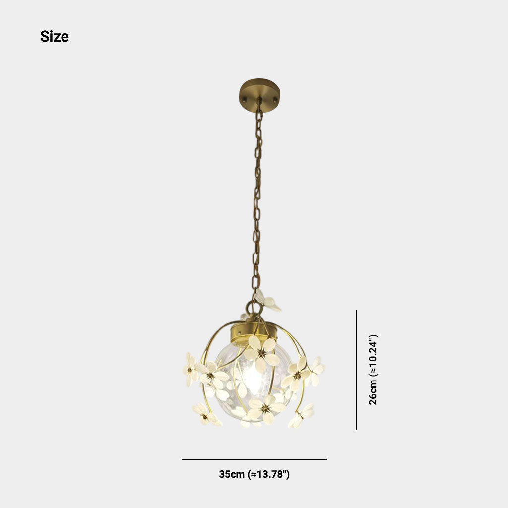 Pendant Light Artistic Brass Glass Ball Flower Size