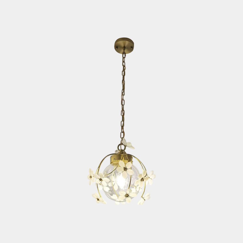 Pendant Light Artistic Brass Glass Ball Flower