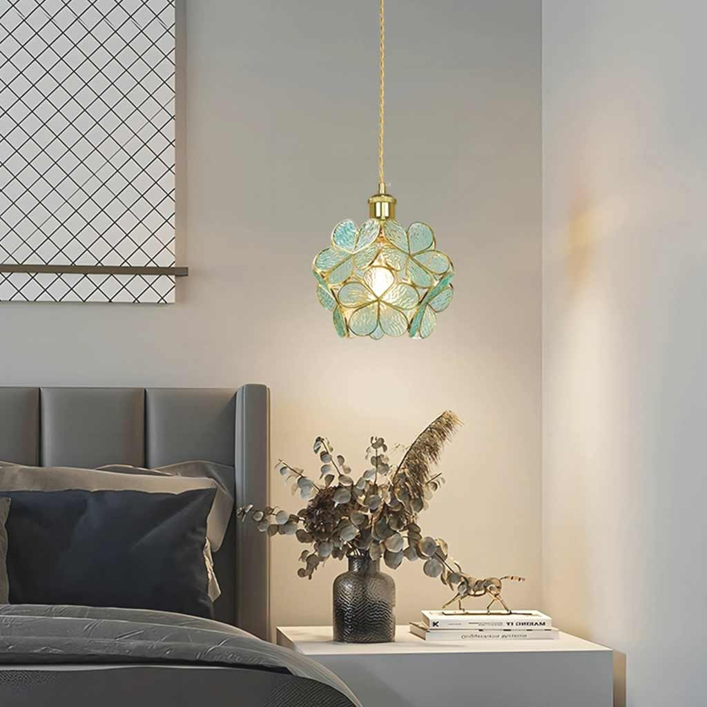 Pendant Light Artistic Glass Flower Bedroom