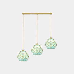 Pendant Light Artistic Glass Flower Blue Linear