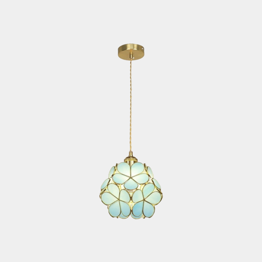 Pendant Light Artistic Glass Flower Blue