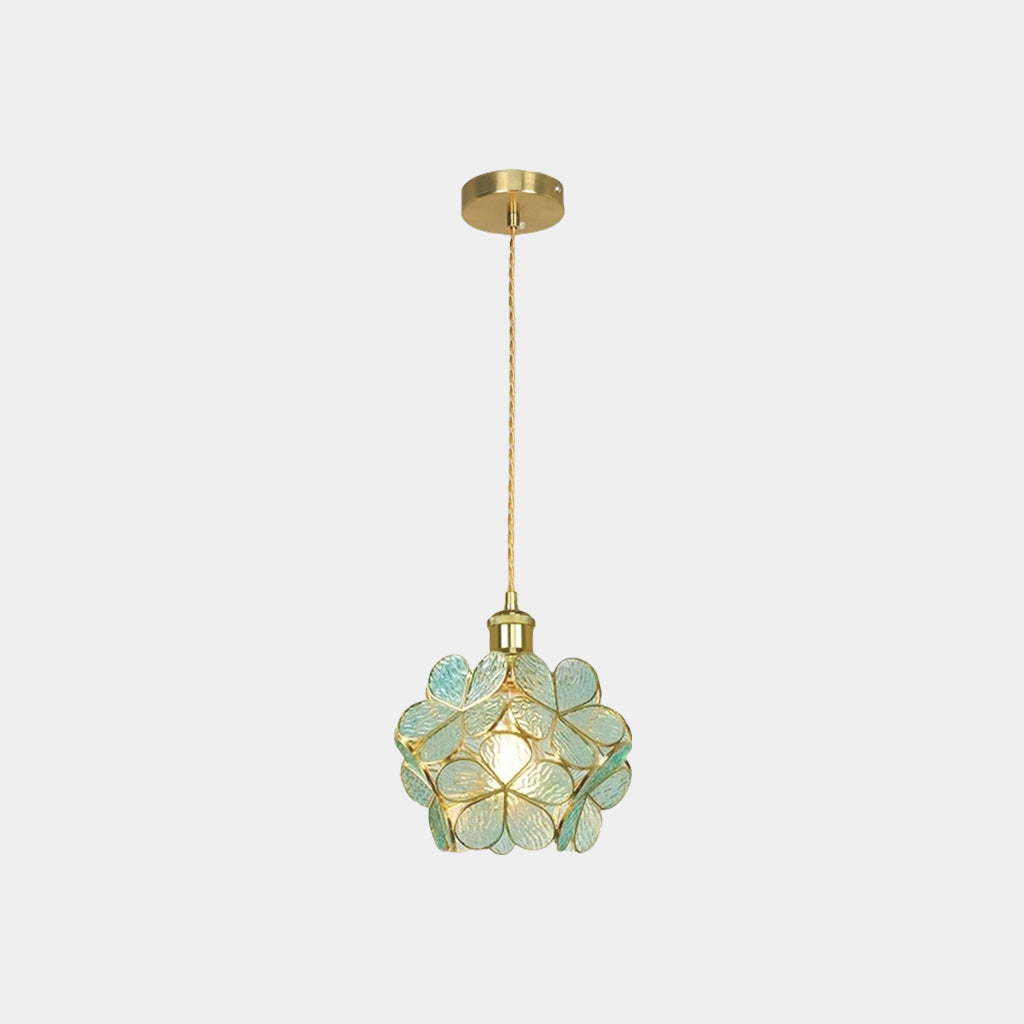 Pendant Light Artistic Glass Flower Green