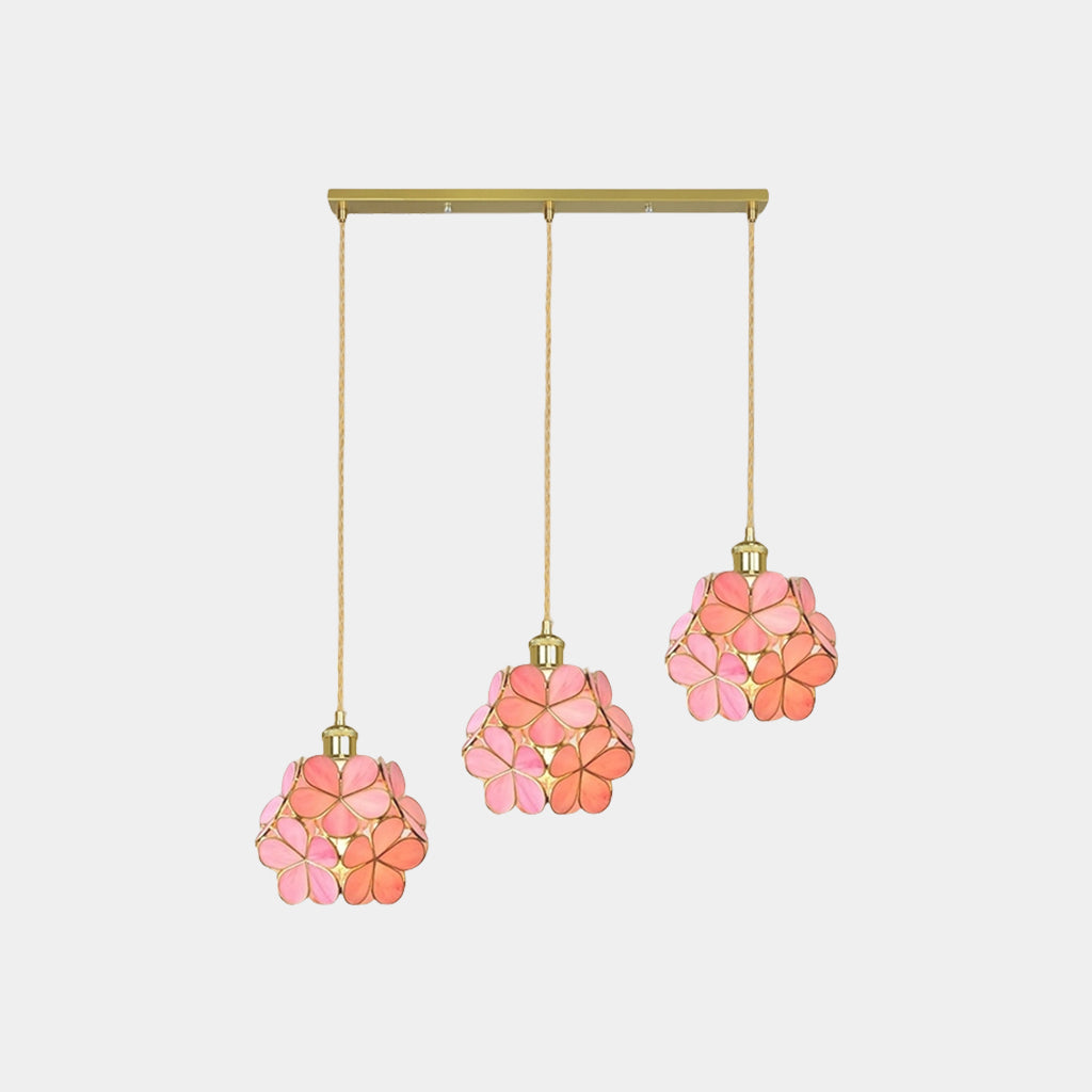 Pendant Light Artistic Glass Flower Pink Linear