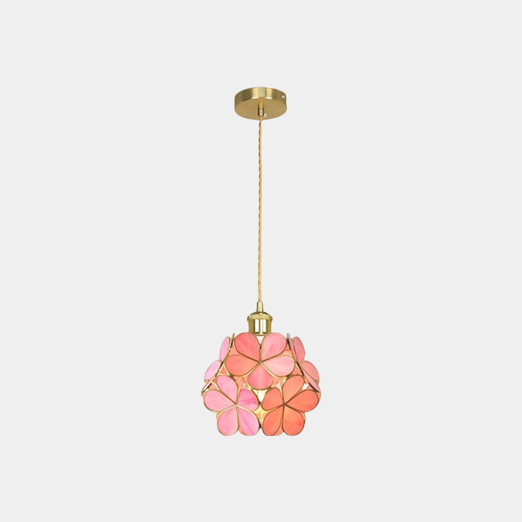 Pendant Light Artistic Glass Flower Pink