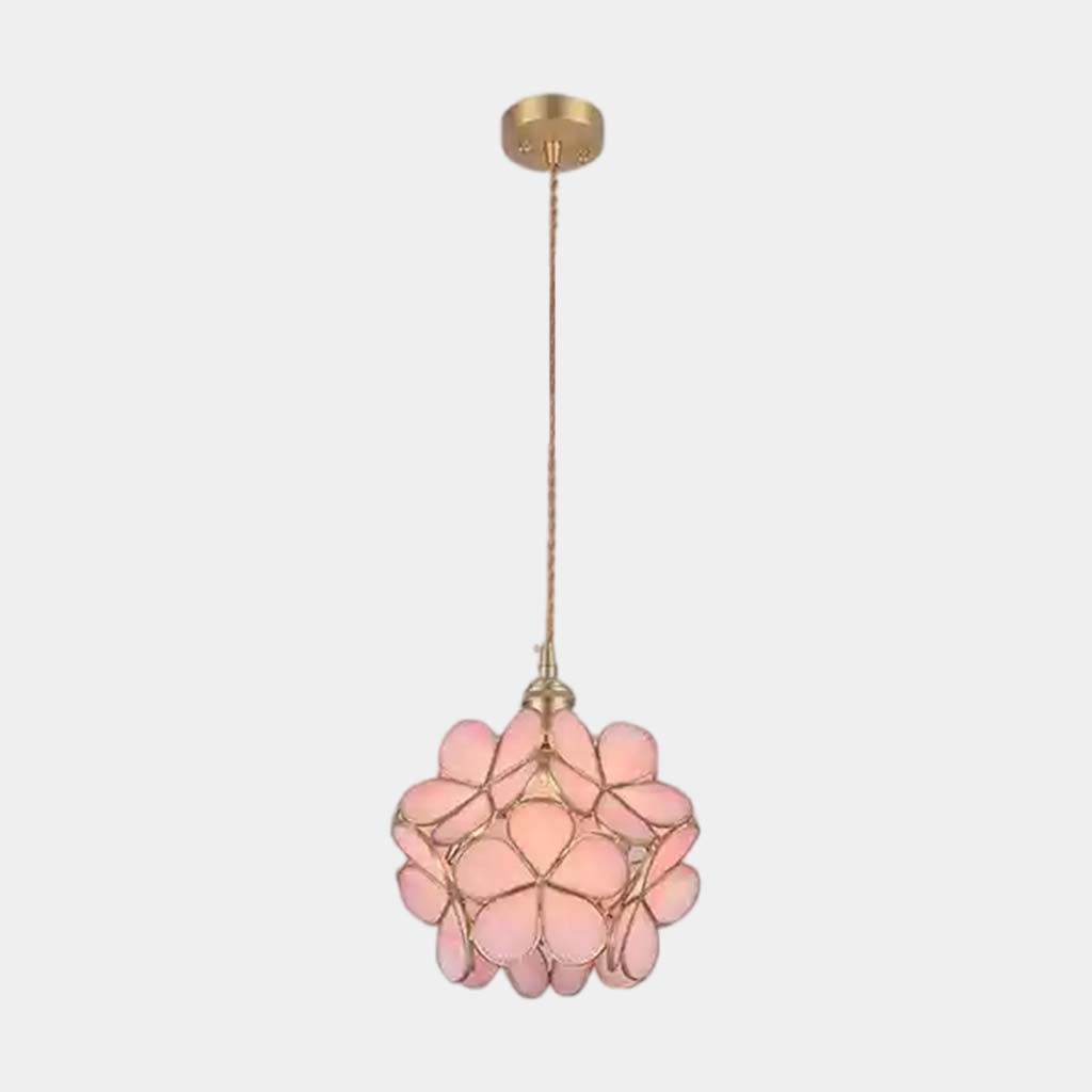 Pendant Light Artistic Small Glass Flower Petal Pink