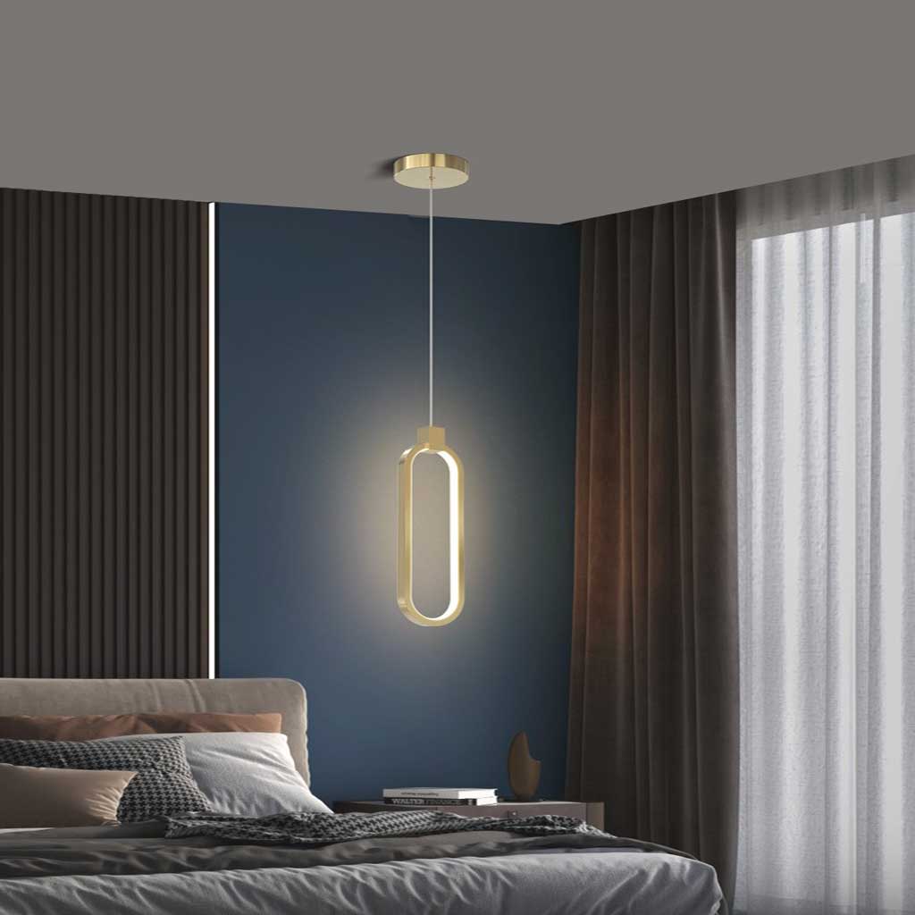 Pendant Light Brass Gold LED One Oval Bedroom