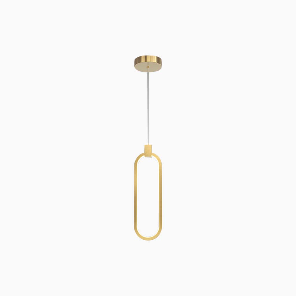 Pendant Light Brass Gold LED One Oval