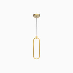 Pendant Light Brass Gold LED One Oval