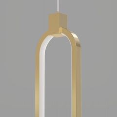 Pendant Light Brass Gold LED Oval Detail