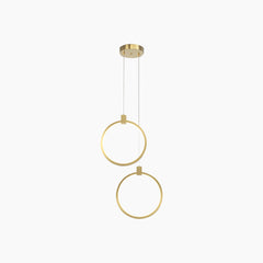 Pendant Light Brass Gold LED Two Rings