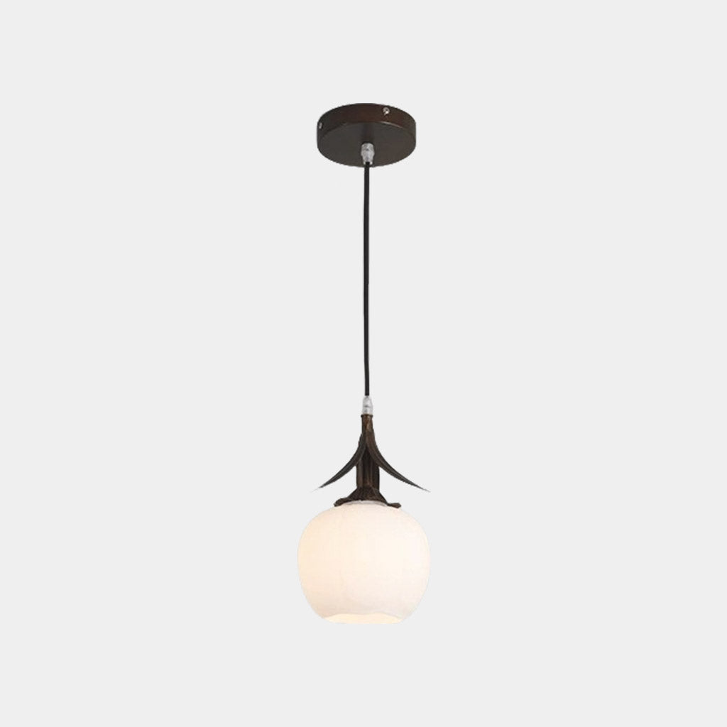 Pendant Light Bronze White Glass Flower