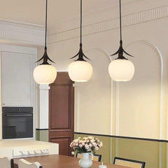 Pendant Light Contemporary Bronze White Glass Flower Dining Room