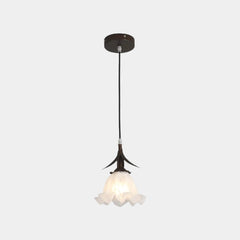 Pendant Light Contemporary Bronze White Glass Flower