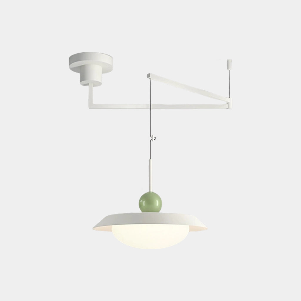 Pendant Light Cream Saucer Swing Arm Adjustable LED