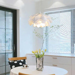 Pendant Light Elegant Cream Acrylic Flower Shaped Dining Room