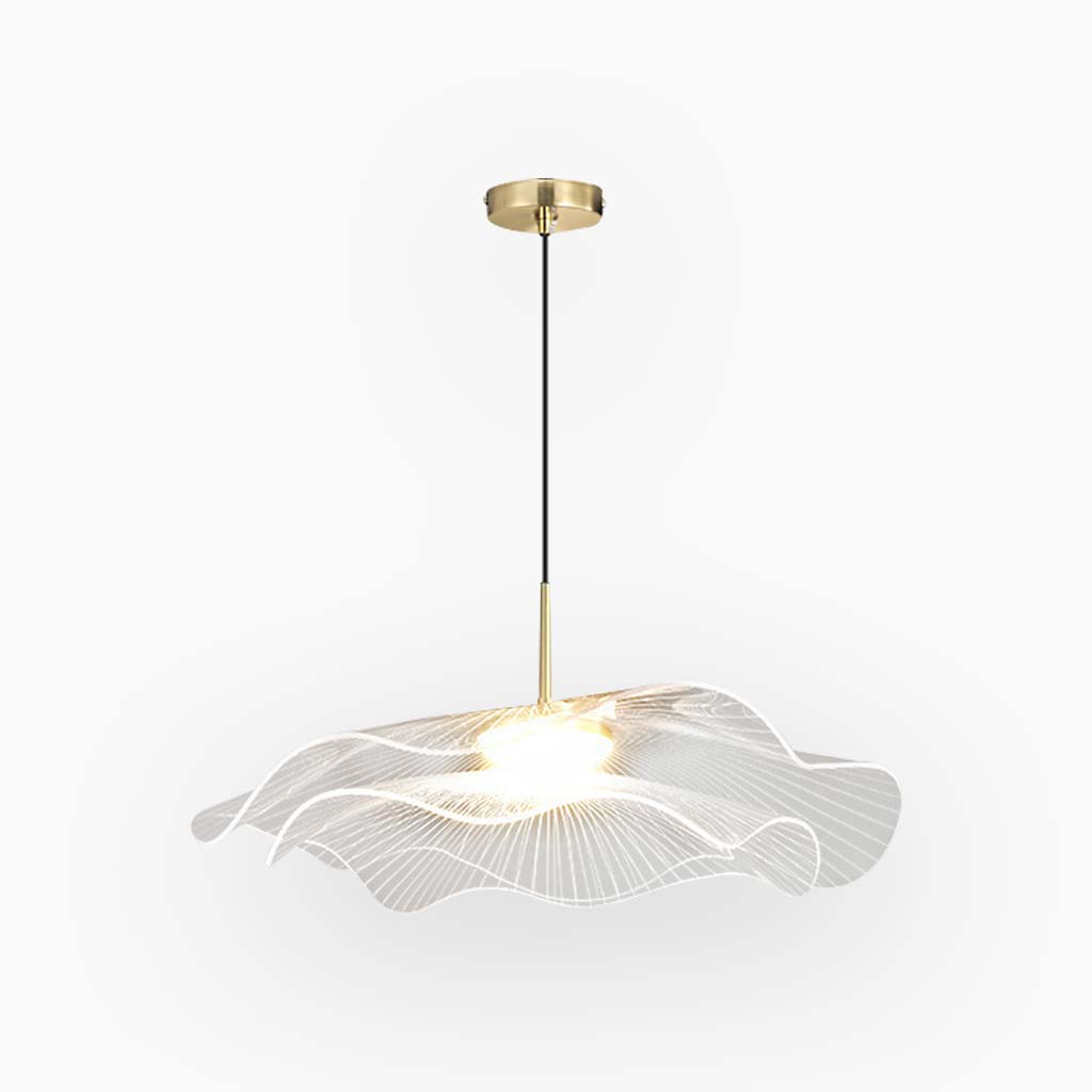 Pendant Light Elegant Lotus Leaf Straw Hat LED Strip