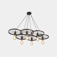 Pendant Light Farmhouse Chandelier Wheel 6 Heads